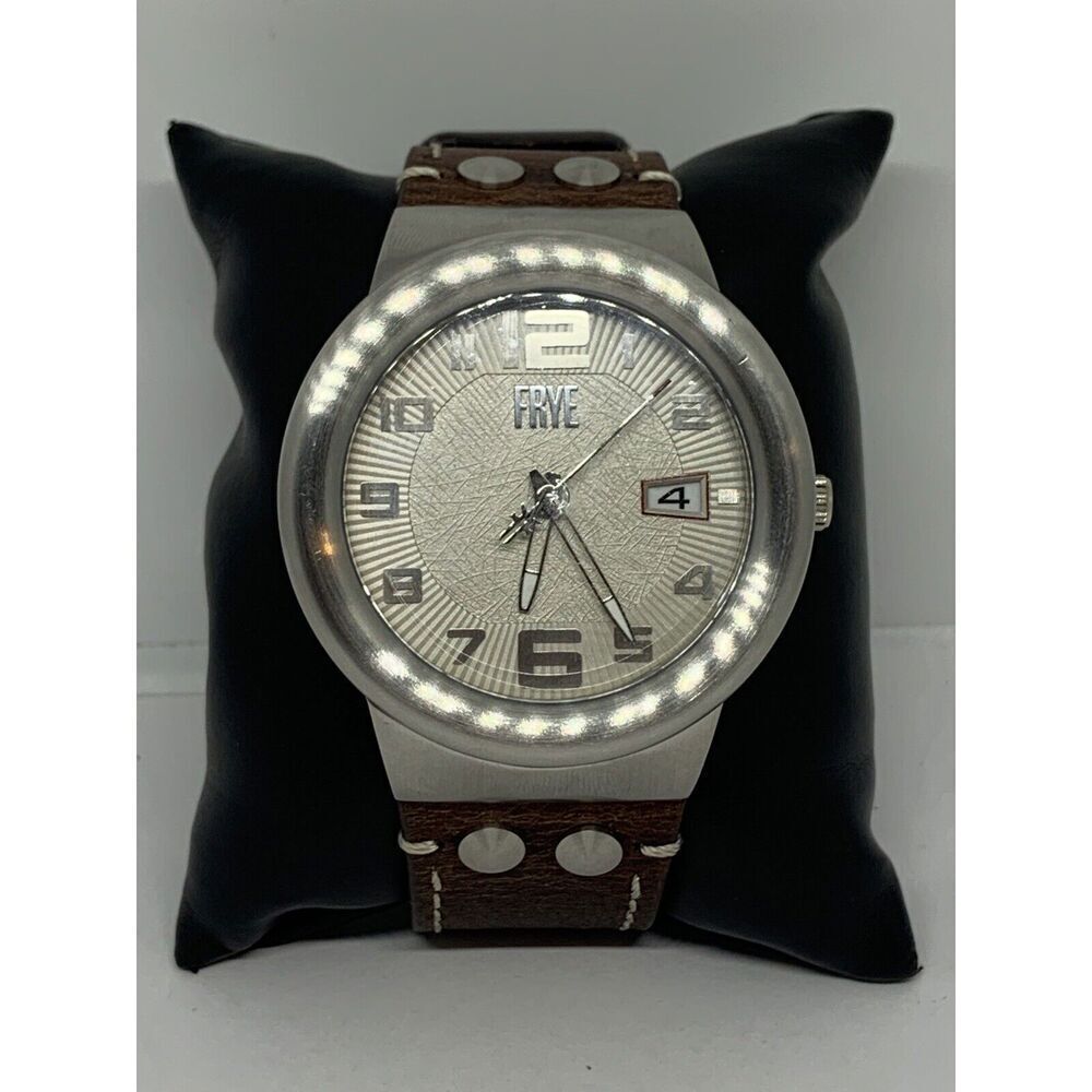 FRYE FR00004-02 Men's Brown Leather Analog Cream Dial Quartz Wrist Watch LW8